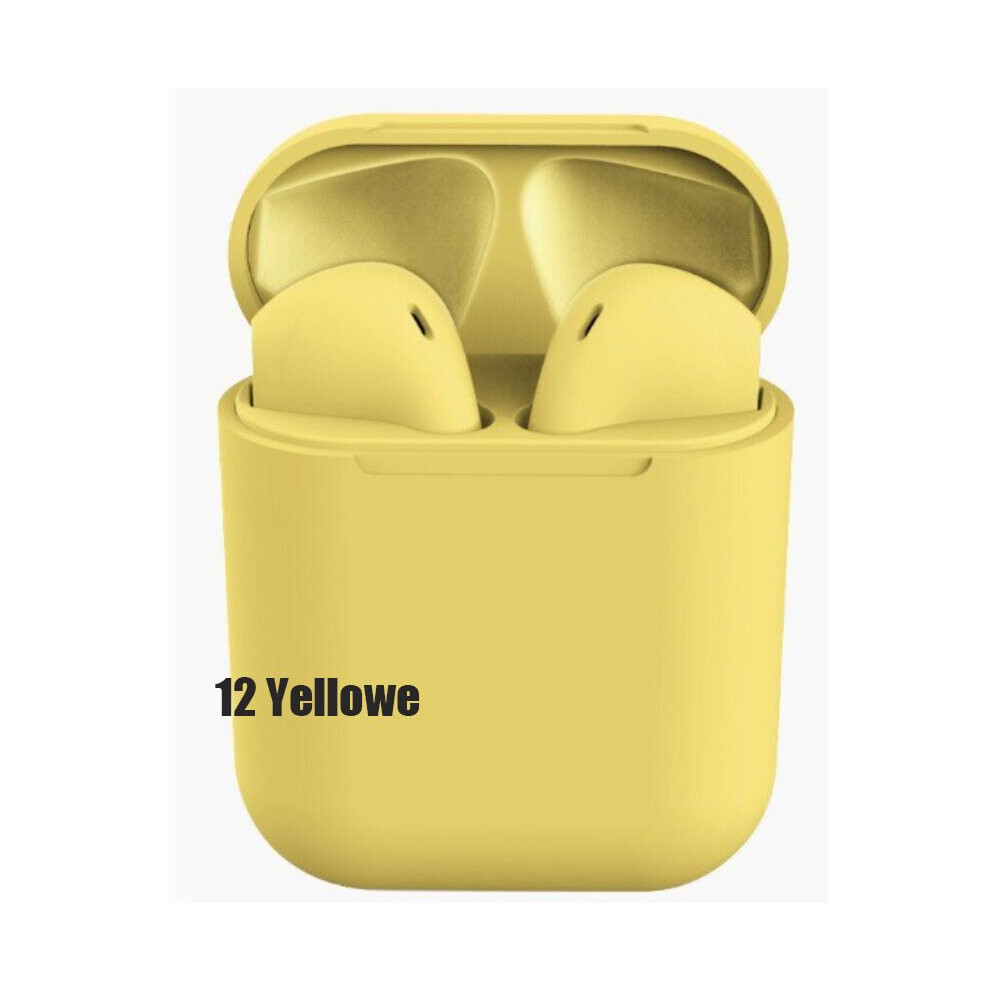 (A-) Best Tws Wireless Earphones Bluetooth 5.0 Earphone Matte Macaron Earbuds With Mic Headset Headphones Mini 2 I12 I9s Tws Yellow 4851205036433