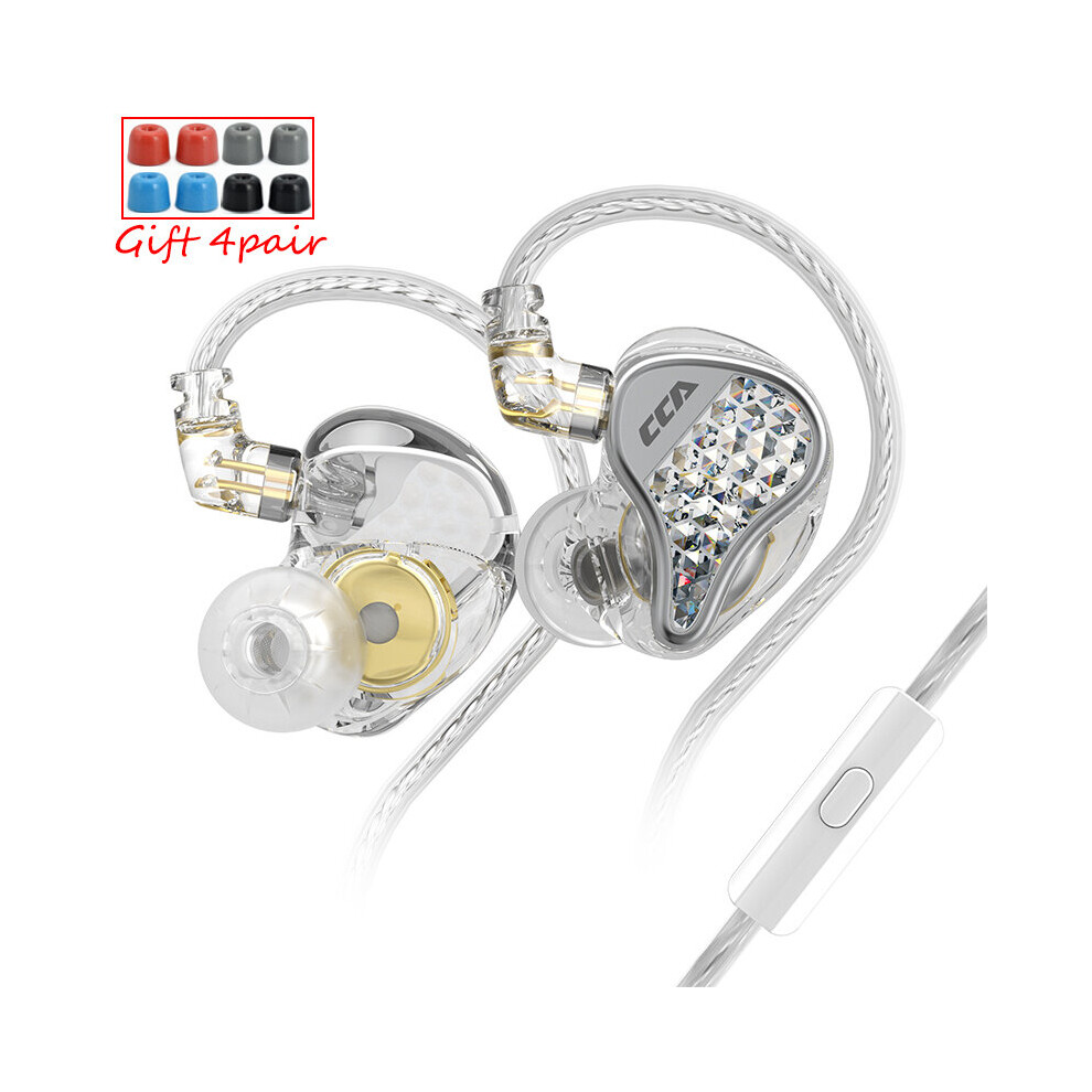 (A- Mic) Cca Lyra Luxury Metal Wired Earphones With Microphone Hifi Noice Cancelling Headphones Game Music In Ear Monitor Earbuds Headset Silver 4853106764590