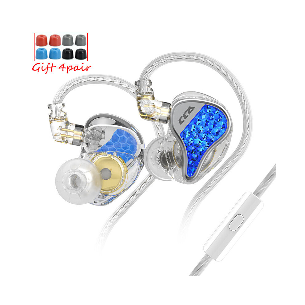 (A- Mic) Cca Lyra Luxury Metal Wired Earphones With Microphone Hifi Noice Cancelling Headphones Game Music In Ear Monitor Earbuds Headset Blue 4853106764569