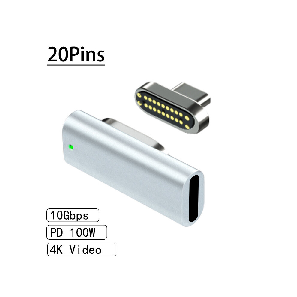 (A-20Pin ) Magnetic Usb C Adapter 24Pins Type C Connector Pd 100W Fast Charging 40Gbp/S Converter For Thunderbolt 3 Macbook Ipad Pro Switch Silver 4855672911156