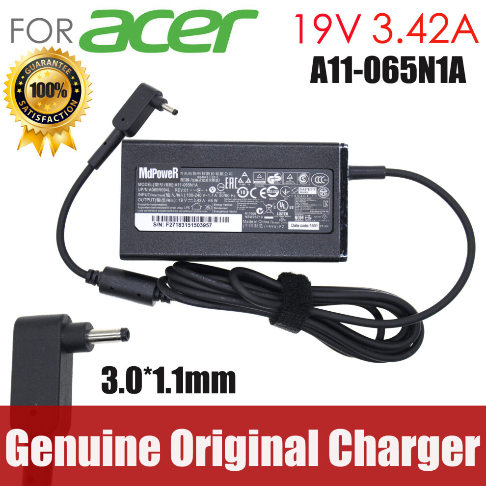 (A-) Original For Acer 19V 3.42A 65W 3.0*1.1Mm Laptop Ac Adapter Charger Aspire S3 S5 S7 P3 Iconia C740 C720 Tab W500 W700 C740 C910 4855672985591