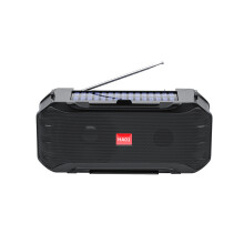 (a-Black Speaker) Wireless Portable Speaker Bluetooth-compatible Solar Rechargeable Outdoor Emergency Flashlight Radio with Microphone