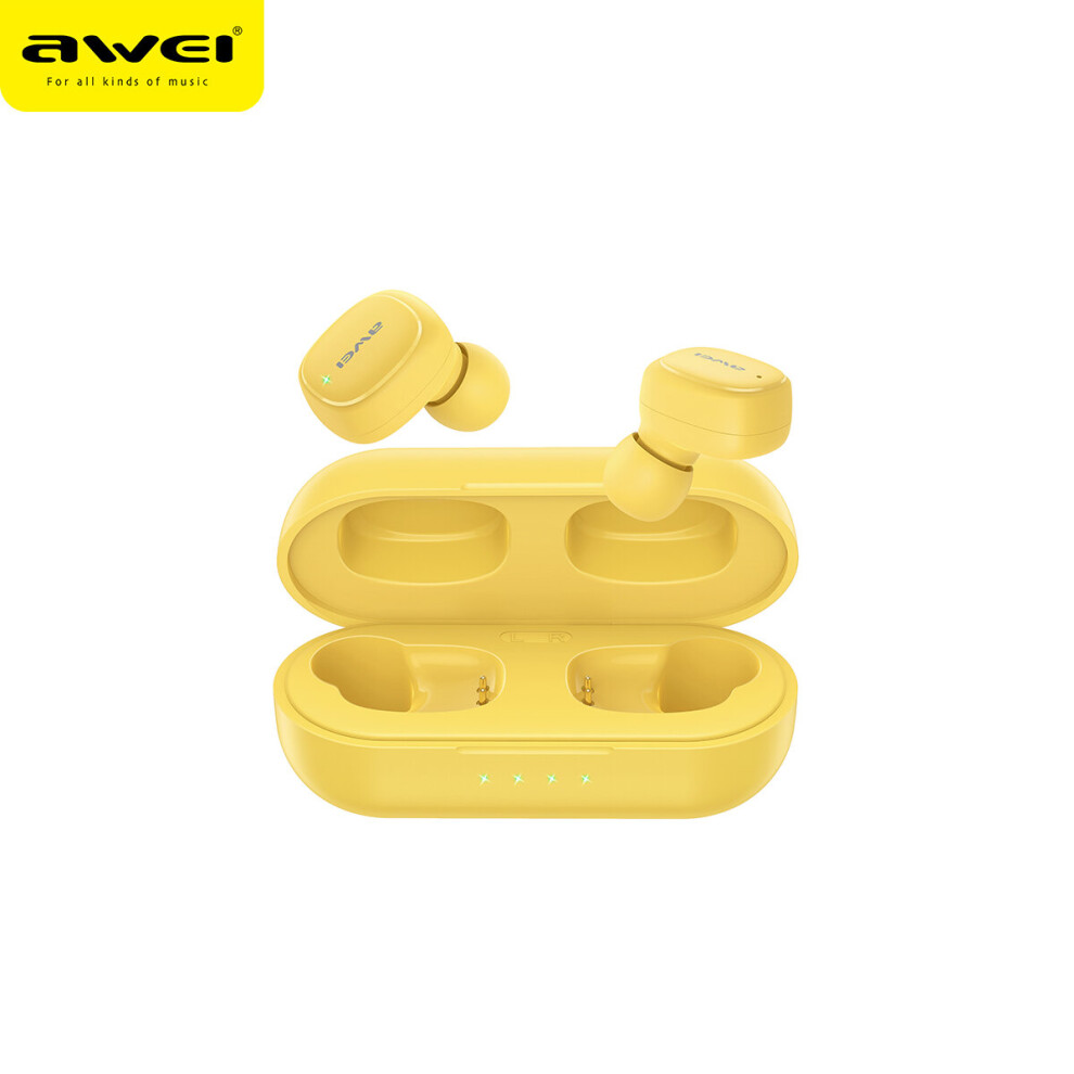 (A-) Awei T13 Pro Bluetooth 5.3 Earphones Wireless Earbuds Bass In-Ear Tws Headphones With Mic Hifi Stereo Driver Gaming Earphone Yellow 4851204884752