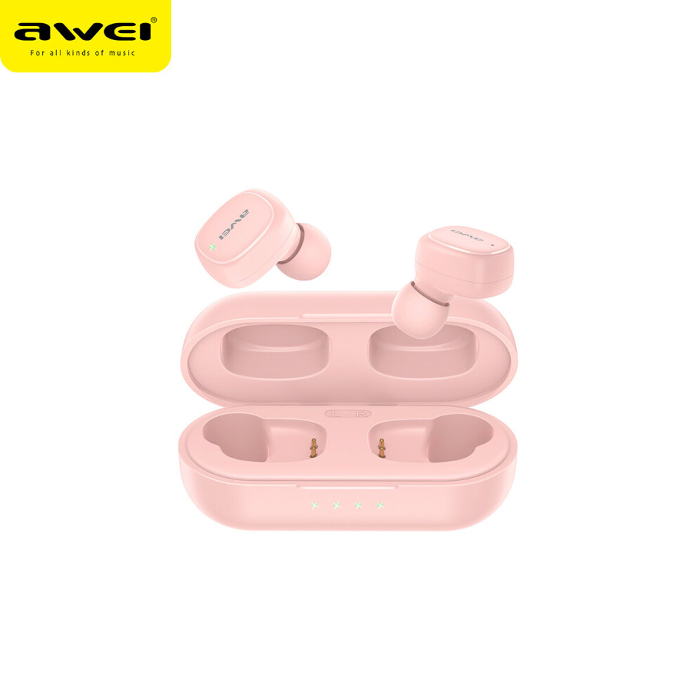 (A-) Awei T13 Pro Bluetooth 5.3 Earphones Wireless Earbuds Bass In-Ear Tws Headphones With Mic Hifi Stereo Driver Gaming Earphone Pink 4851204884714