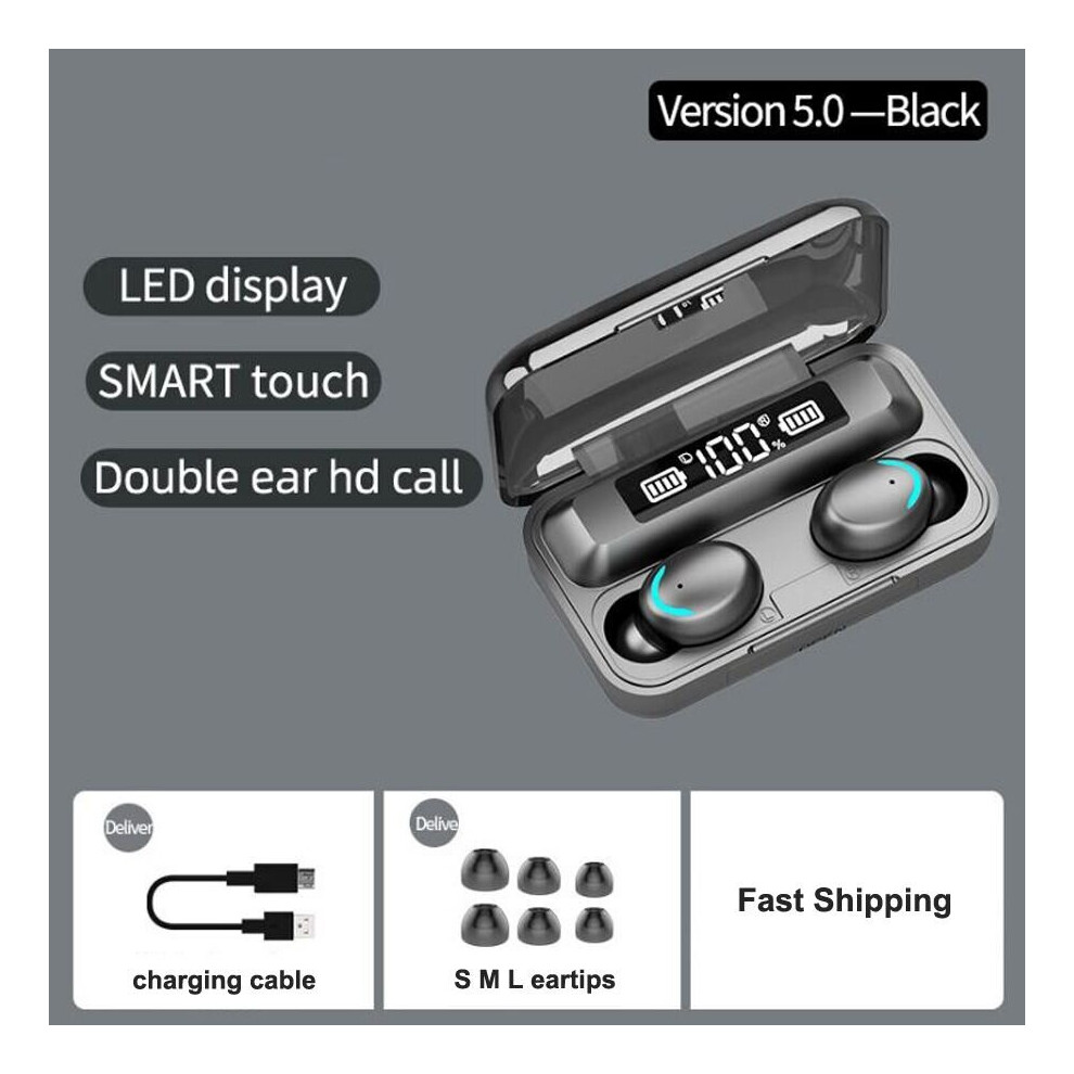 (A-) Tws Bluetooth 5.0 Earphones 2200Mah Charging Box Wireless Headphone 9D Stereo Sports Waterproof Earbuds Headsets With Microphone Black 4851204972770