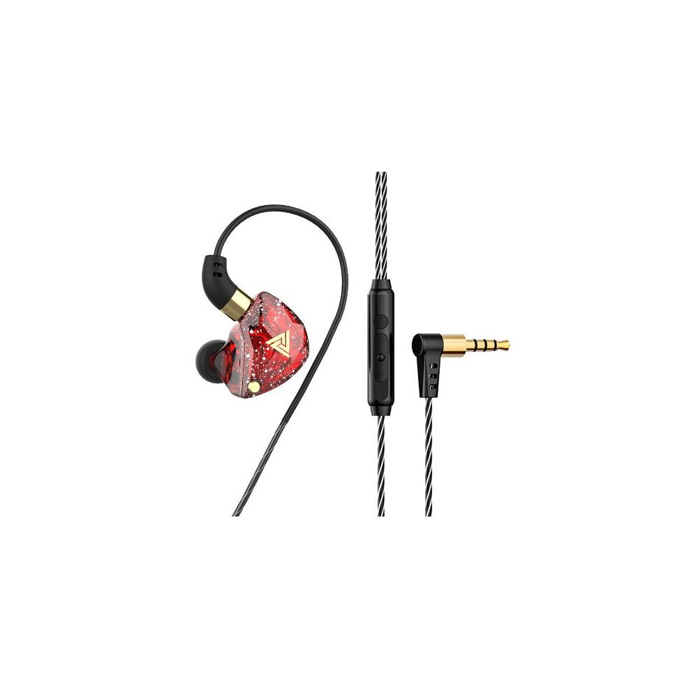 (A-) New Qkz Zen Earphone Hifi Bass Earbuds Double Dynamic Wi Headphones With Mic Noise Uction Headset Sport Running Music Fone Red 4851204984421