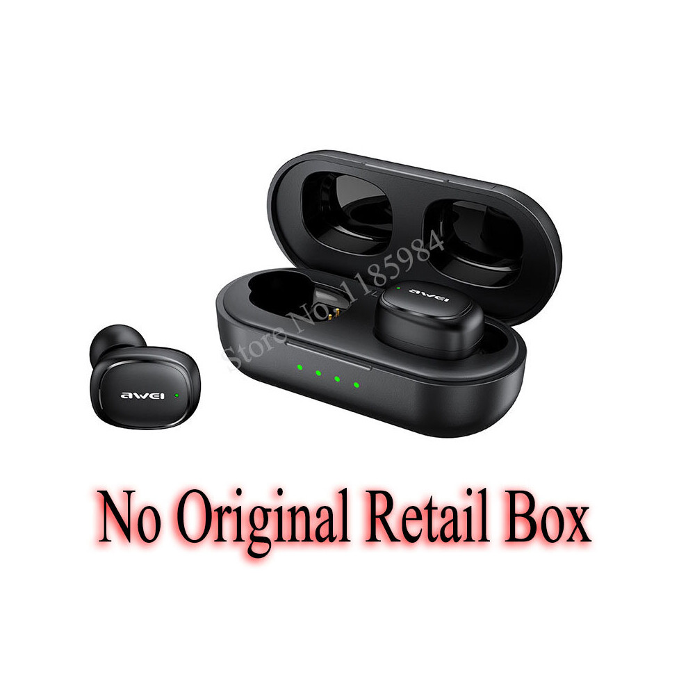 (A- No Retail Box) Awei T13 Pro Tws Bluetooth 5.1 In Ear Mini Touch Earphone Sport Hifi Music Stereo Earbuds True Wireless With Power Charging Bo Black 4851205060599