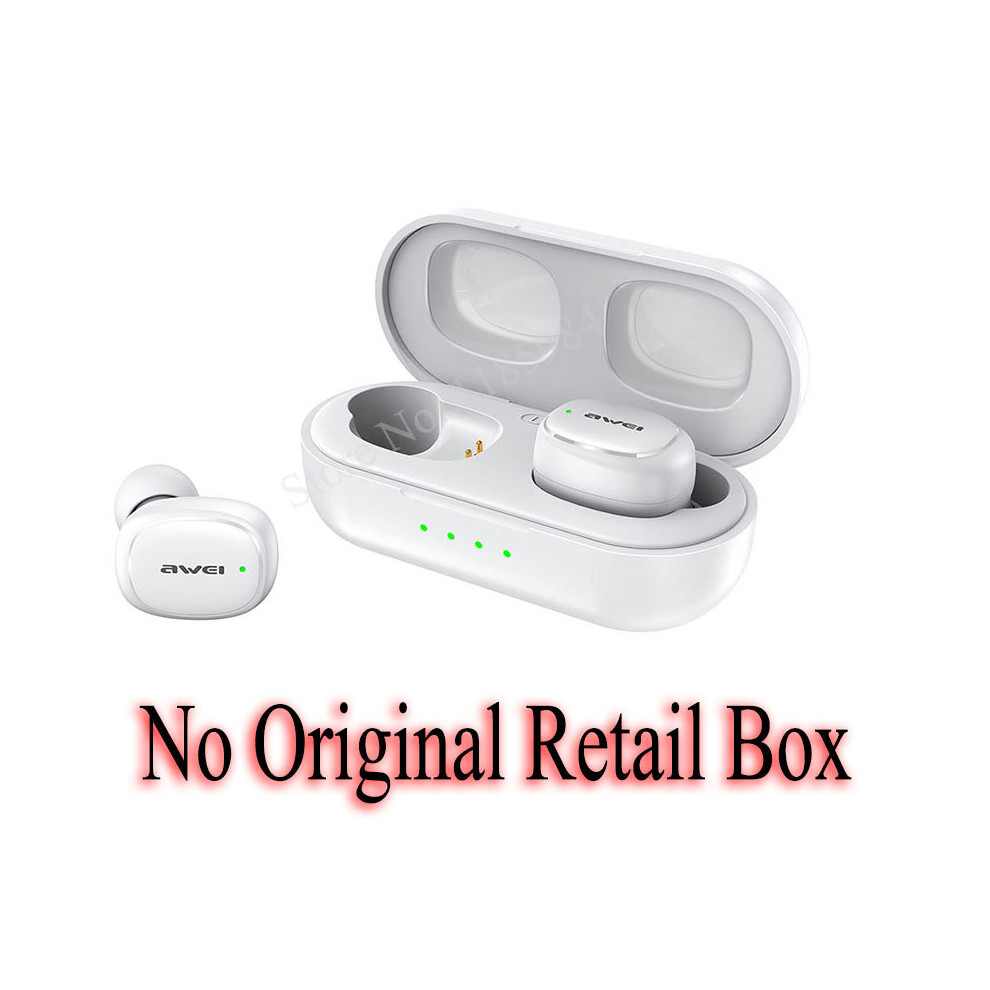(A- No Retail Box) Awei T13 Pro Tws Bluetooth 5.1 In Ear Mini Touch Earphone Sport Hifi Music Stereo Earbuds True Wireless With Power Charging Bo White 4851205060612