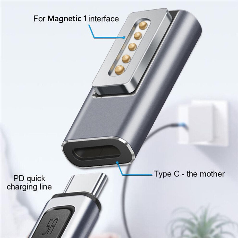 (A-Pd Magsafe 1) Magnetic Usb C Adapter Type C To Magsaf* 2 / 1 Connector Pd 5A Quick Charge Adapter For Macbook Air/Pro With Indicator Light 4855672910630