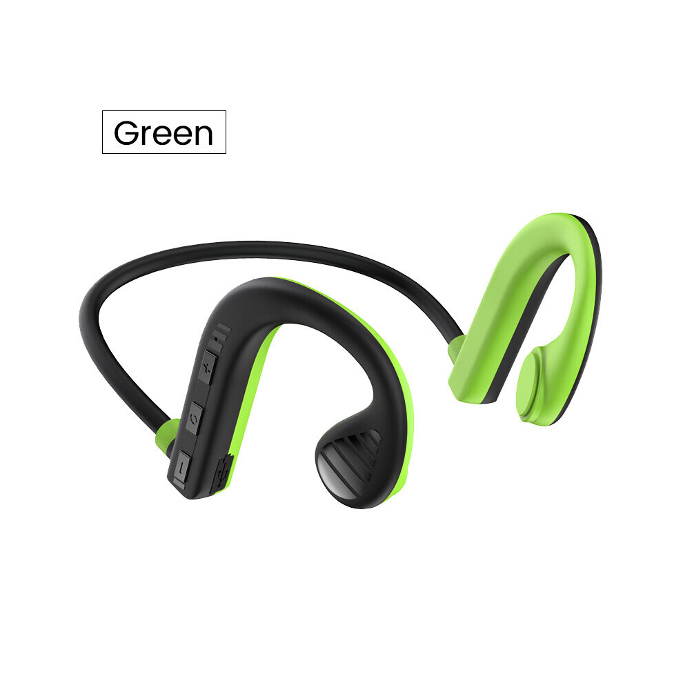 (A-) Olaf Bone Conduction Wireless Bluetooth Headphones Surround Sound Waterproof Sport Noise Reduction Earbuds Earphone With Mic Green 4851204958972