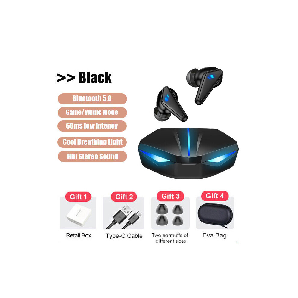 (A-Kg55 Case) Kingstar Gaming Headsets Wireless Earphones 50Ms Low Latency Tws Fone Bluetooth Headphones Noise Cancelling Earbuds With Mic Black 4851204936697