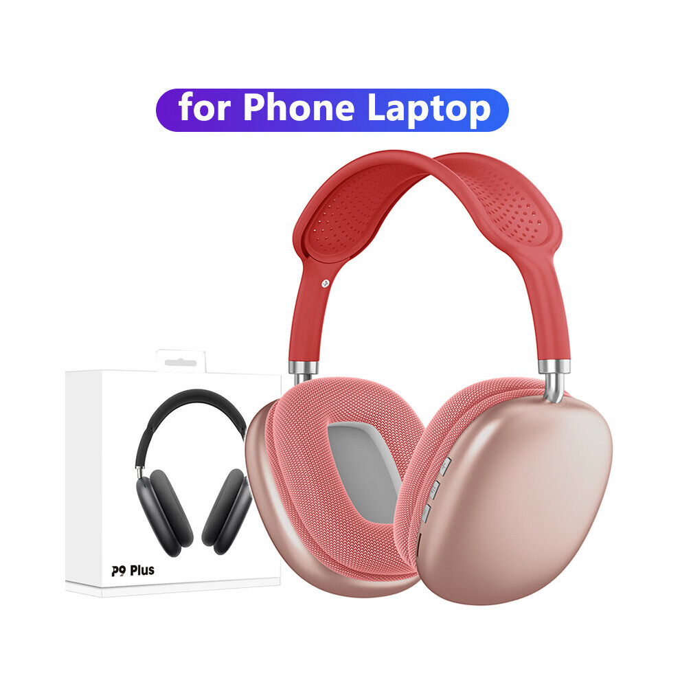 (A-) P9 Stereo Earphone Bluetooth 5.0 Music Wireless Headphones With Mic Sports Headset Support 3.5Mm Aux/Tf Card For Tv Laptop Ps4 Red 4851204932316