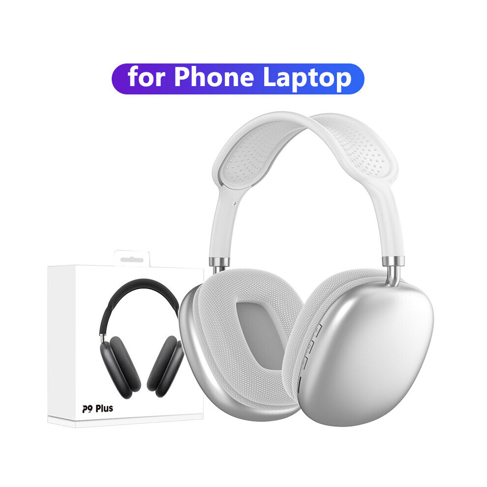 (A-) P9 Stereo Earphone Bluetooth 5.0 Music Wireless Headphones With Mic Sports Headset Support 3.5Mm Aux/Tf Card For Tv Laptop Ps4 Silver 4851204932347