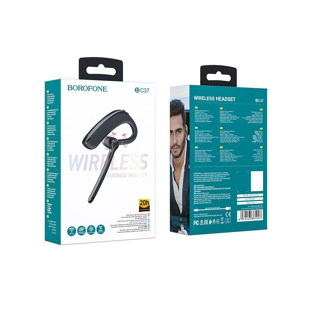 (A-) Car Driving Bluetooth Earphone Wireless Cvc Noise Reduction Headphone With Mic Handsfree Wireless Earbuds Volume Control Black 4851204966502