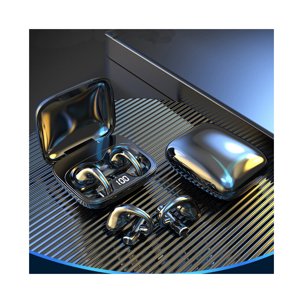 (A-) Wireless Earphones Ear Clips Bone Conduction Bluetooth Earphon 5.3 Headphones Tws Sports Earbuds High Hifi Sound Quality Mic Black 4853106762763