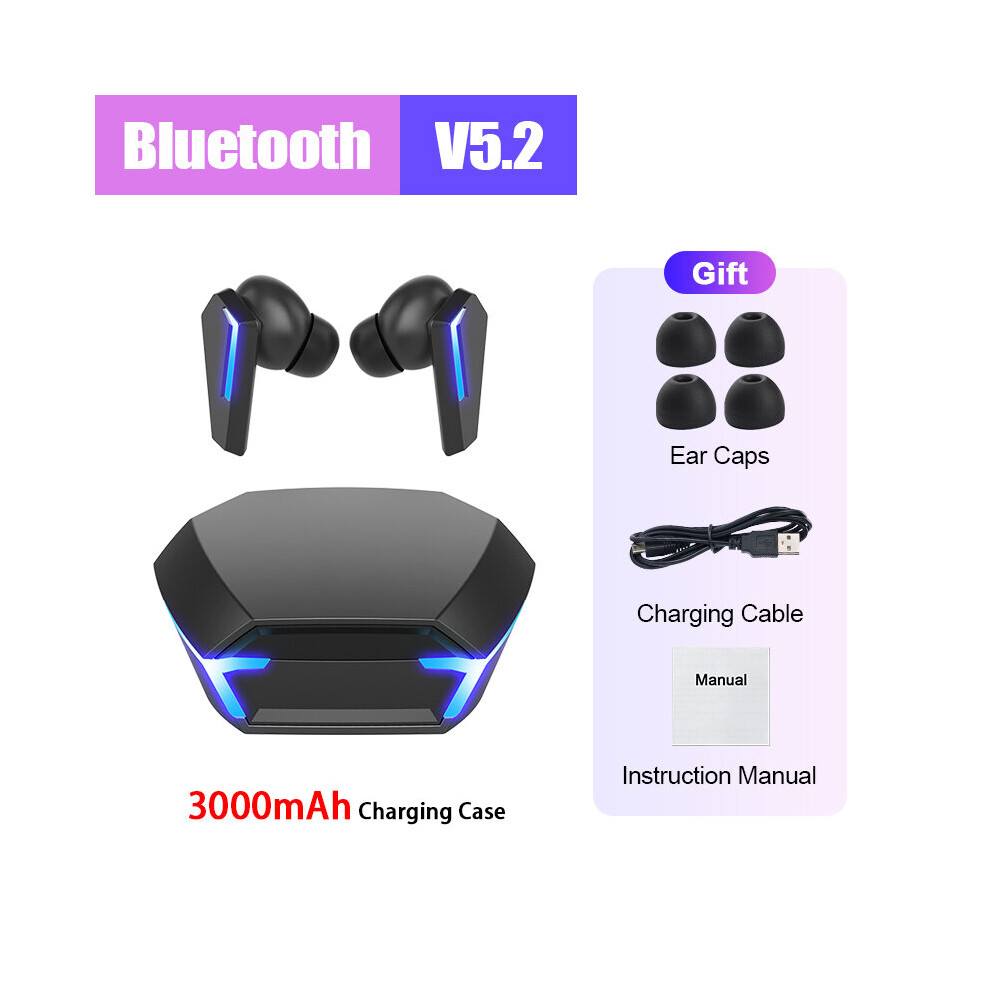 (A-3000Mah ) 2022 Tws Gaming Earphones Bluetooth 5.1 Low Latency Professional Gamer Bluetooth Headphone With Mic 9D Stereo Hifi Headset Black 4851205009185