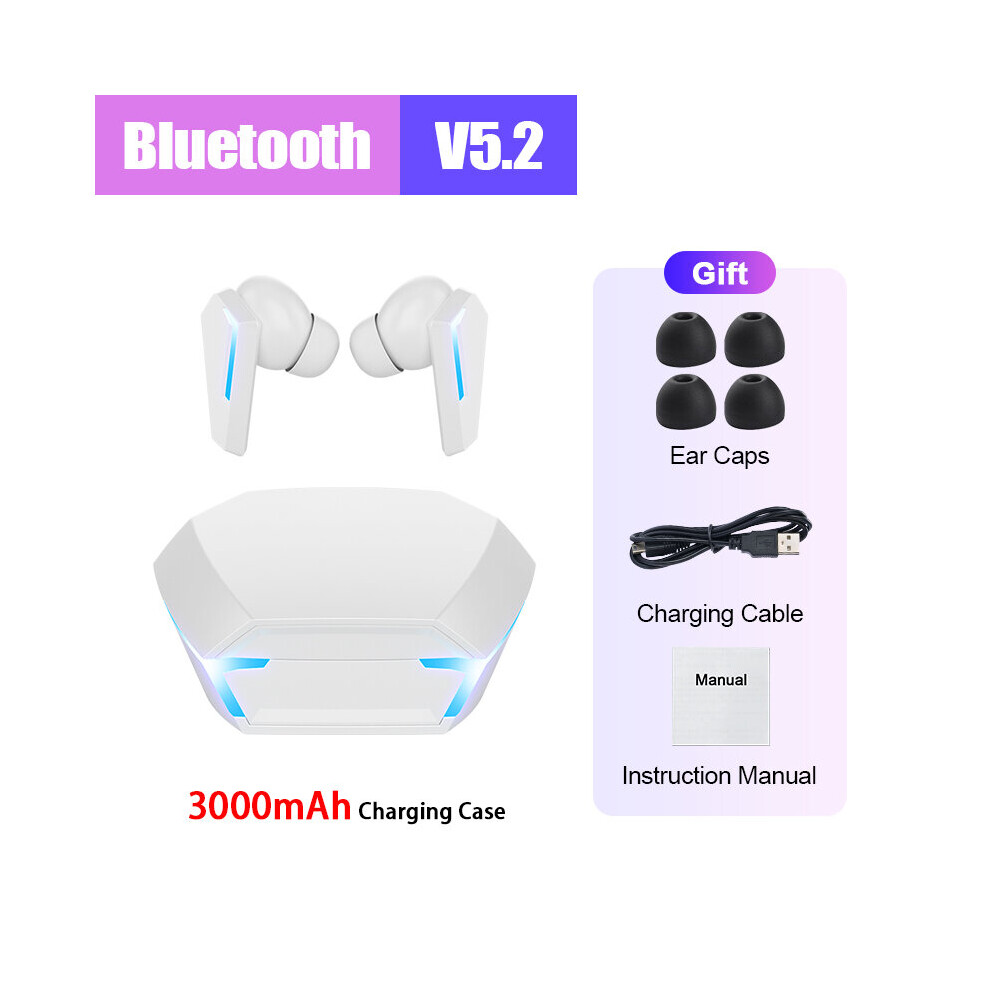 (A-3000Mah ) 2022 Tws Gaming Earphones Bluetooth 5.1 Low Latency Professional Gamer Bluetooth Headphone With Mic 9D Stereo Hifi Headset White 4851205009208