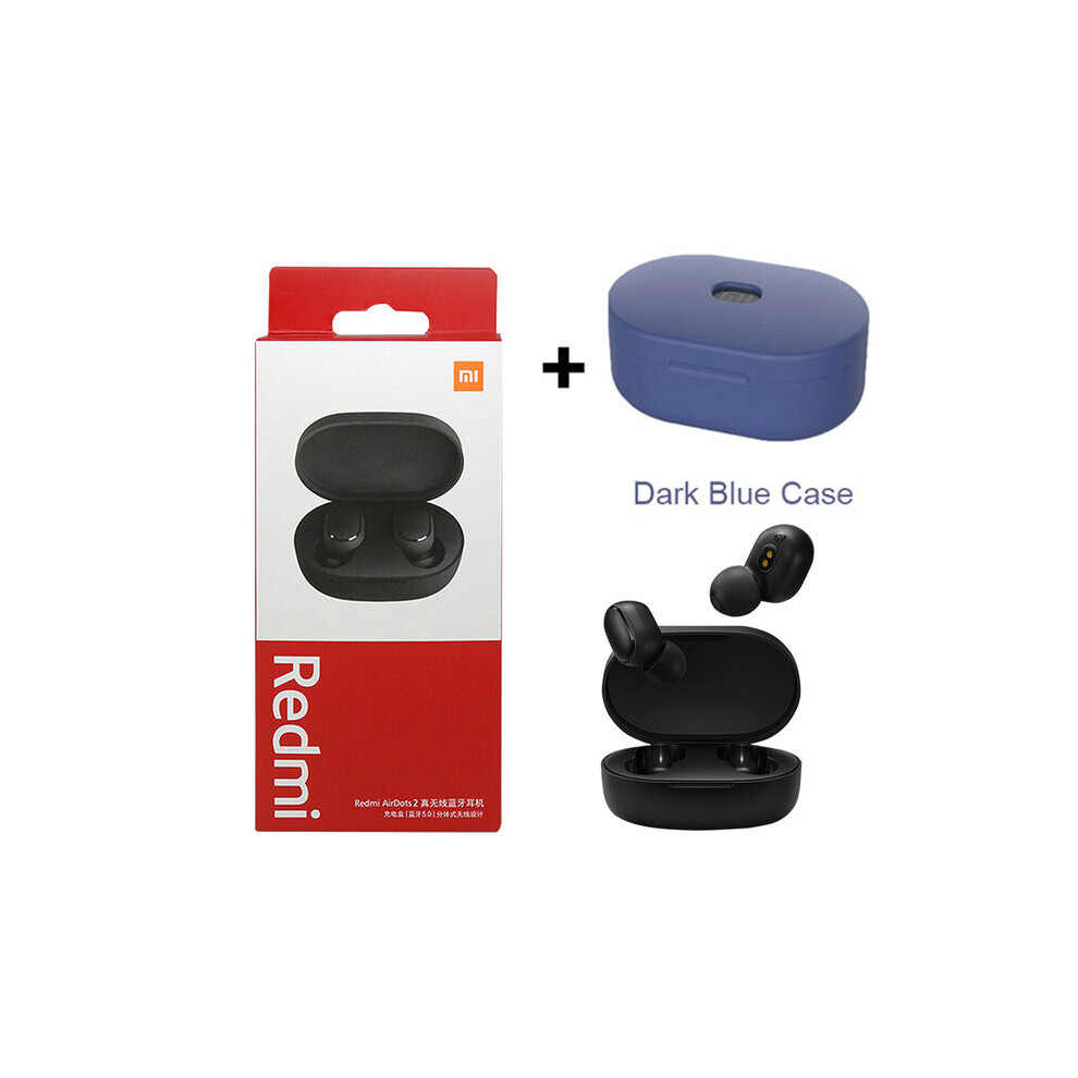 (A-Darkblue Case) Original Xiaomi Redmi Airdots 2 Bluetooth 5.0 Earphone Wireless Headset Handsfree Earbuds With Mic Headphones Noise Reduction 4853106758360
