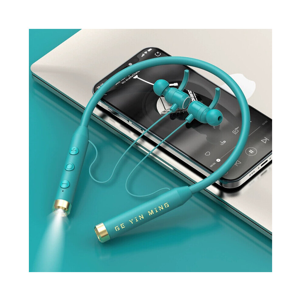 (A-) Neckband Bluetooth Headphones Wireless Earphones Sports Earbuds With 70 Hrs Handsfree Mic Flashlight Tf Card Reader Equalizer Green 4851204914503