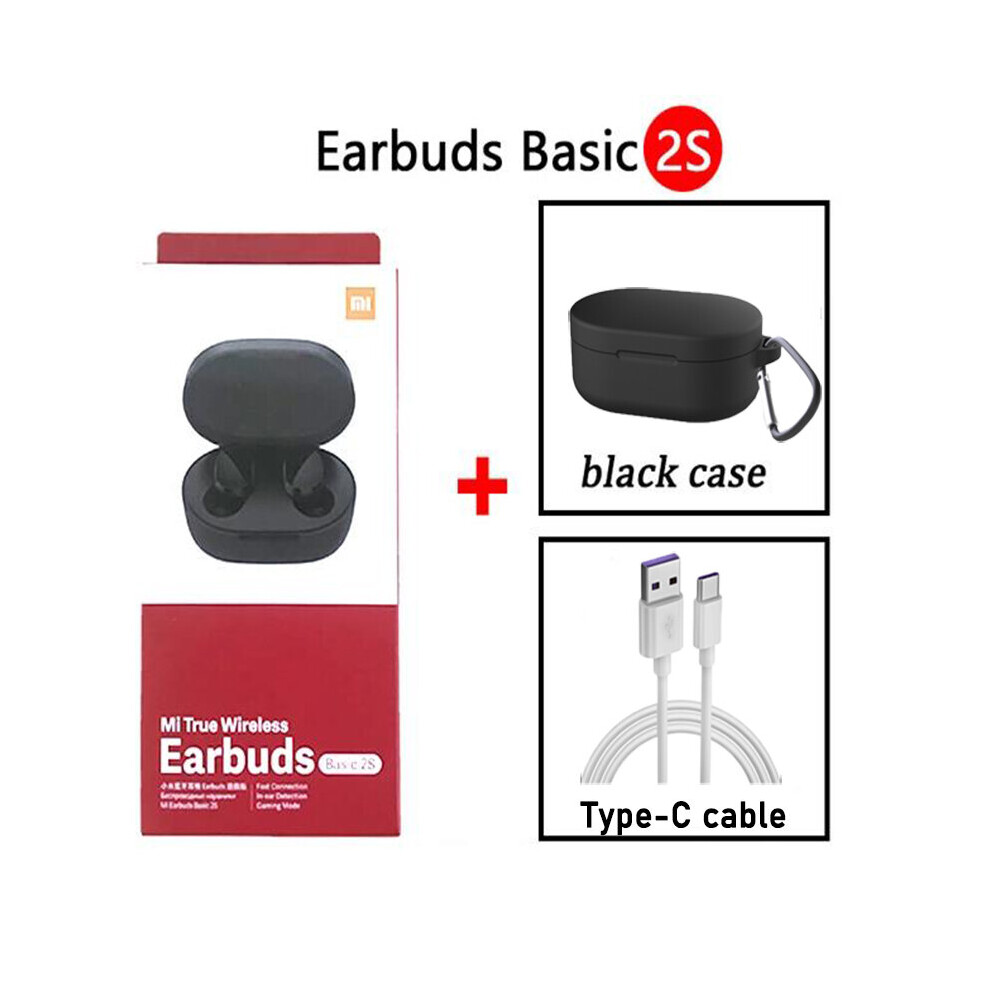 (A- Case Tc) Xiaomi Mi True Wireless Earbuds Basic 2S Earphone Bluetooth 5.0 Kontrol Sentuh Tws Earphone Mode Gaming Headphon Versi Global Black 4851204891903