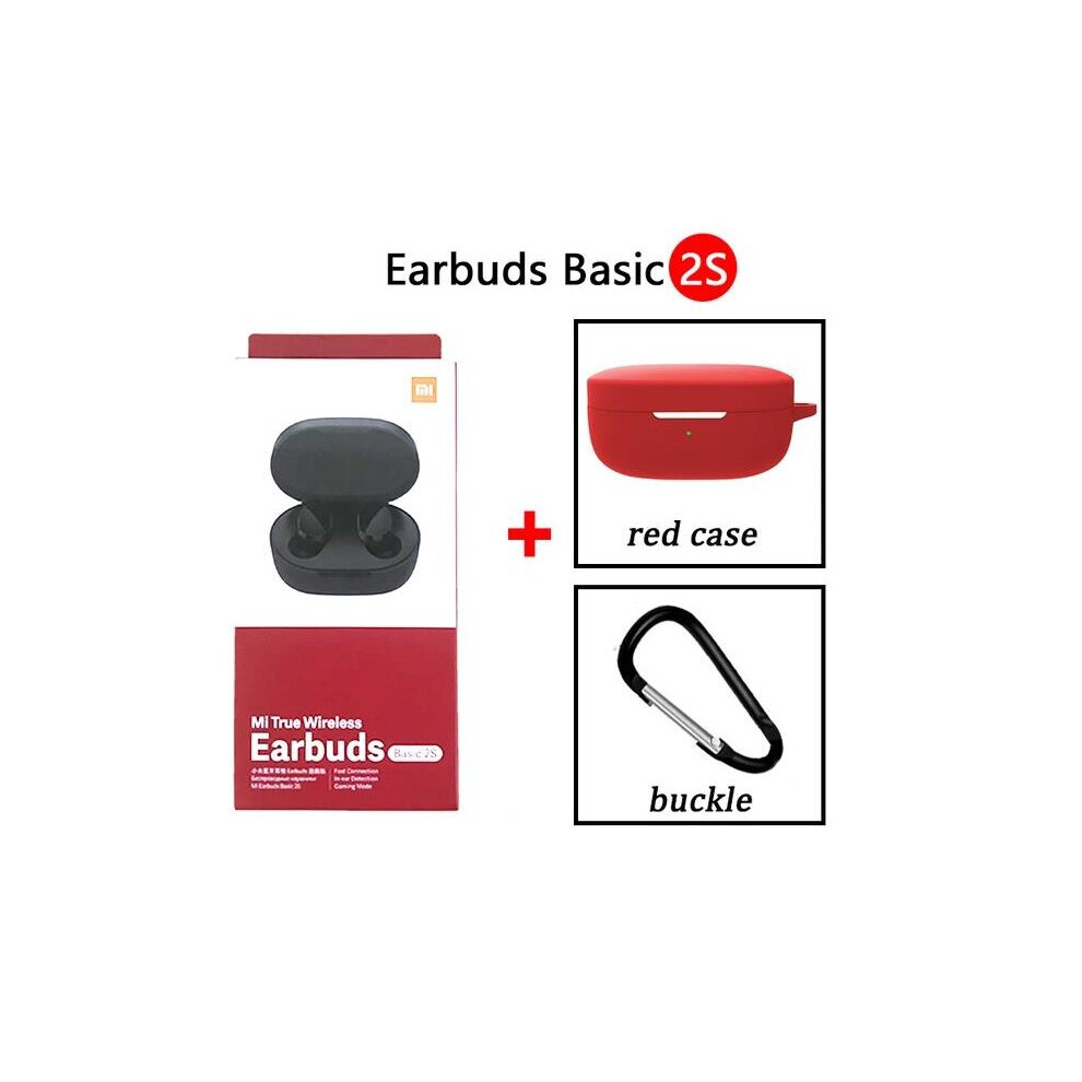 (A- Case) Xiaomi Mi True Wireless Earbuds Basic 2S Earphone Bluetooth 5.0 Kontrol Sentuh Tws Earphone Mode Gaming Headphon Versi Global Red 4851204891965