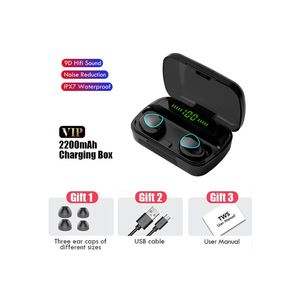 (A-D) Tws Bluetooth Earphones 2200Mah Charging Box 2 Pair Wireless Headphone 9D Stereo Sports Waterproof Earbuds Headsets With Mic 4851204958347