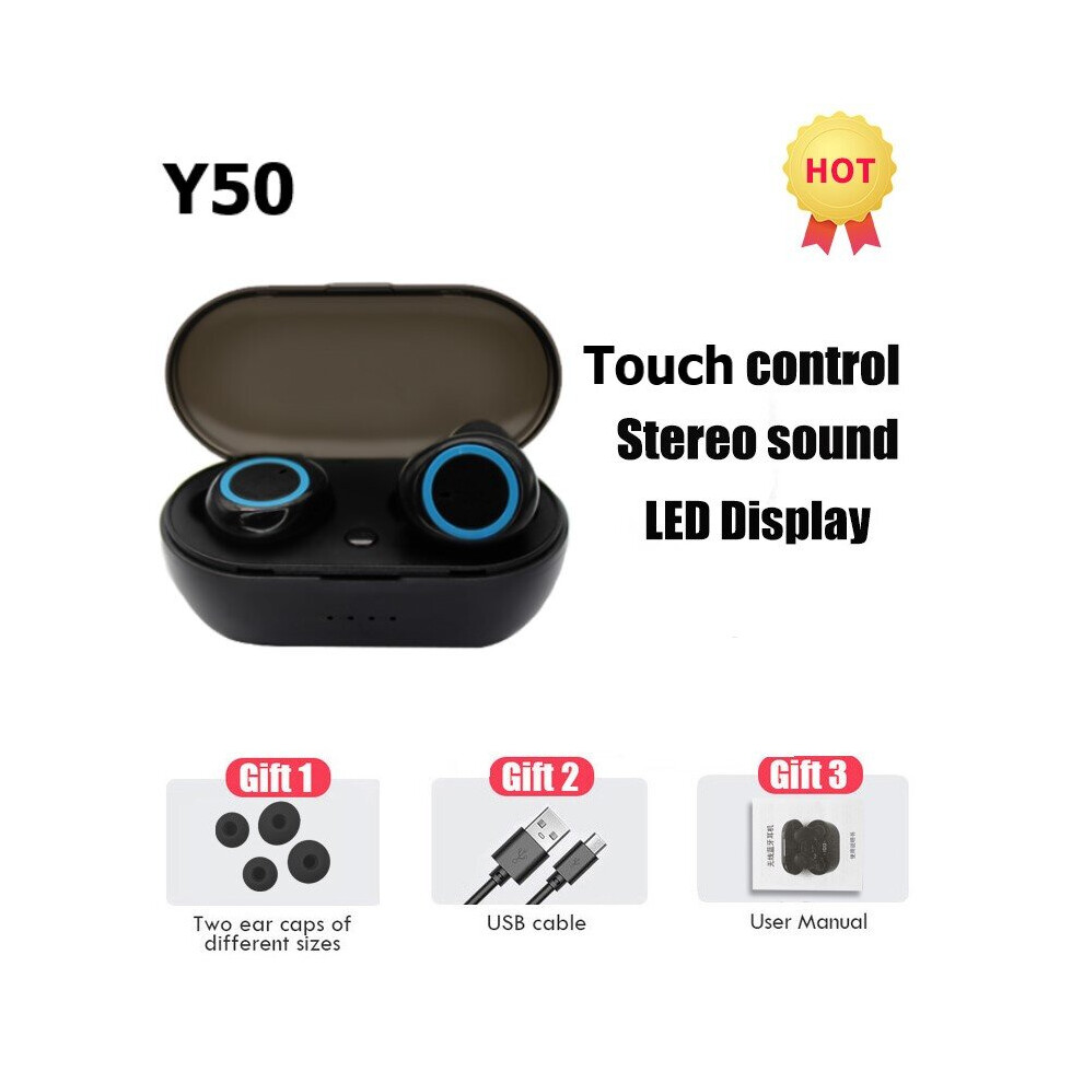 (A-Y50 ) Y50 Tws Wireless Headphones Sport Earphone 5.0 Tooth Gaming Headset Microphone Phone Wireless Earbuds For Xiaomi Huawei Blue 4851204881300