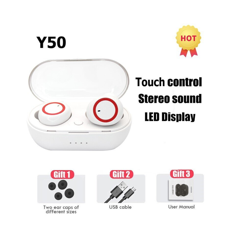 (A-Y50 2) Y50 Tws Wireless Headphones Sport Earphone 5.0 Bluetooth Gaming Headset Microphone Phone Wireless Earbuds For Xiaomi Huawei Red 4851204881355
