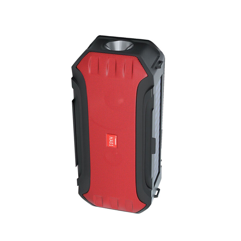(A- Speaker) Portable Speaker Bluetooth-Compatible Solar Rechargeable Outdoor Camping Hiking Flashlight Tf Card Aux Picnic Radio Red 4854472218564