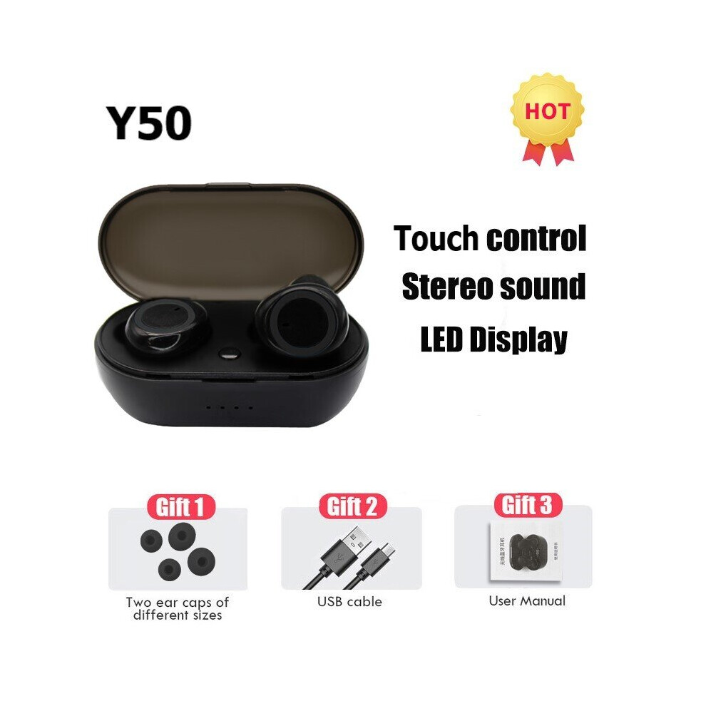(A-Y50 ) Y50 Tws Wireless Headphones Sport Earphone 5.0 Bluetooth Gaming Headset Microphone Phone Wireless Earbuds For Xiaomi Huawei Black 4851204881270