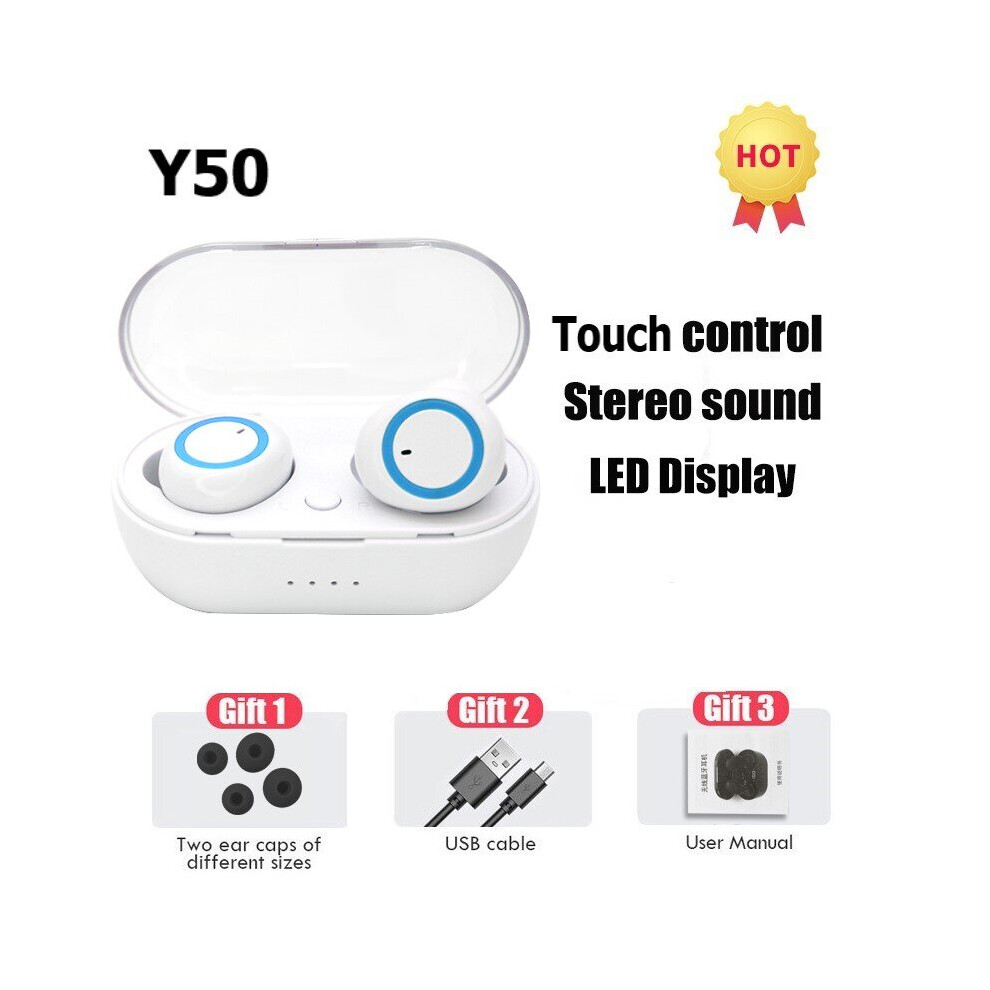 (A-Y50 2) Y50 Tws Wireless Headphones Sport Earphone 5.0 Tooth Gaming Headset Microphone Phone Wireless Earbuds For Xiaomi Huawei Blue 4851204881317