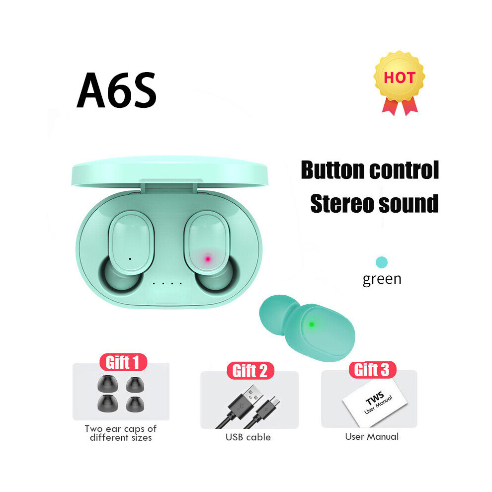 (A- Earbuds) Original A6s Tws Wireless Bluetooth Headset With Mic Air Pro Earbuds For Xiaomi Noice Cancelling Earphone Bluetooth Headphones Green 4853106755826