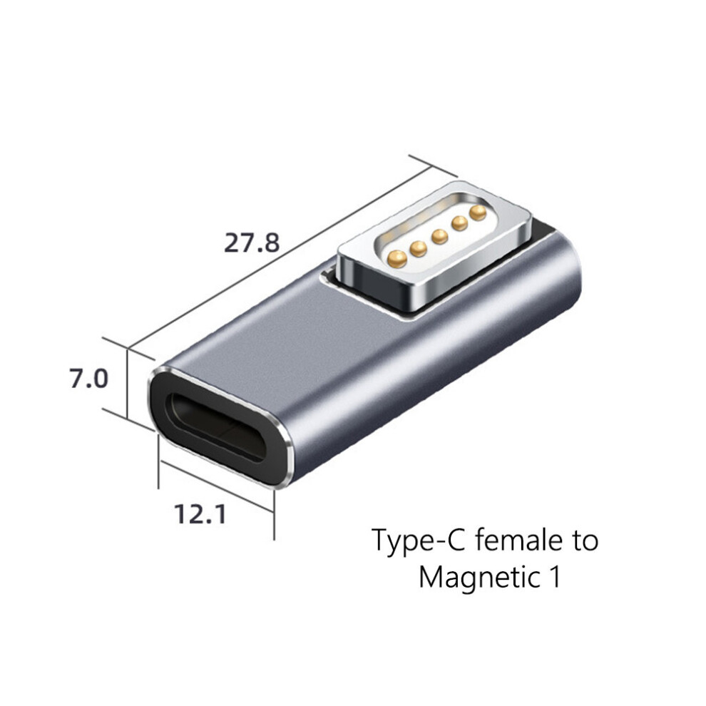 (A-Typec For Magsafe1) Usb Type C Magnetic Adapter Aluminum Alloy Female Type C Female Pd Adapter With Indicator For Macbook Air/Pro Light 4855672960413