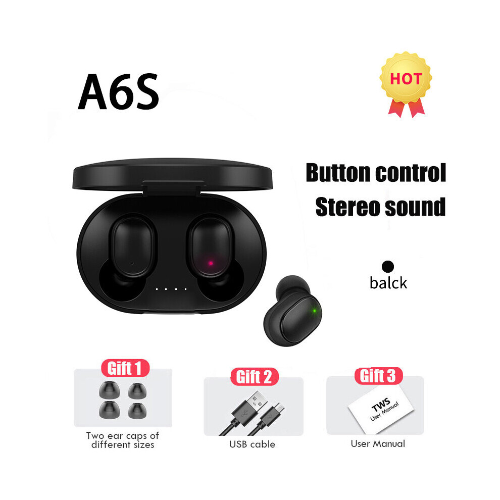 (A- Earbuds) Original A6s Tws Wireless Bluetooth Headset With Mic Air Pro Earbuds For Xiaomi Noice Cancelling Earphone Bluetooth Headphones Black 4853106755796