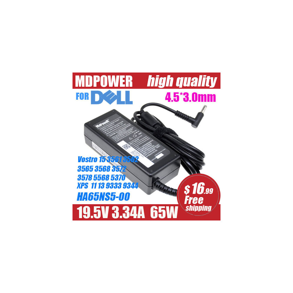 (A-) 19.5V 3.34A 65W Laptop Charger Ac Adapter For Dell Vostro 15 3561 3562 3565 3568 3572 3578 5568 5370 Xps13 9333 9344 Ha65ns5-00 4855672917219