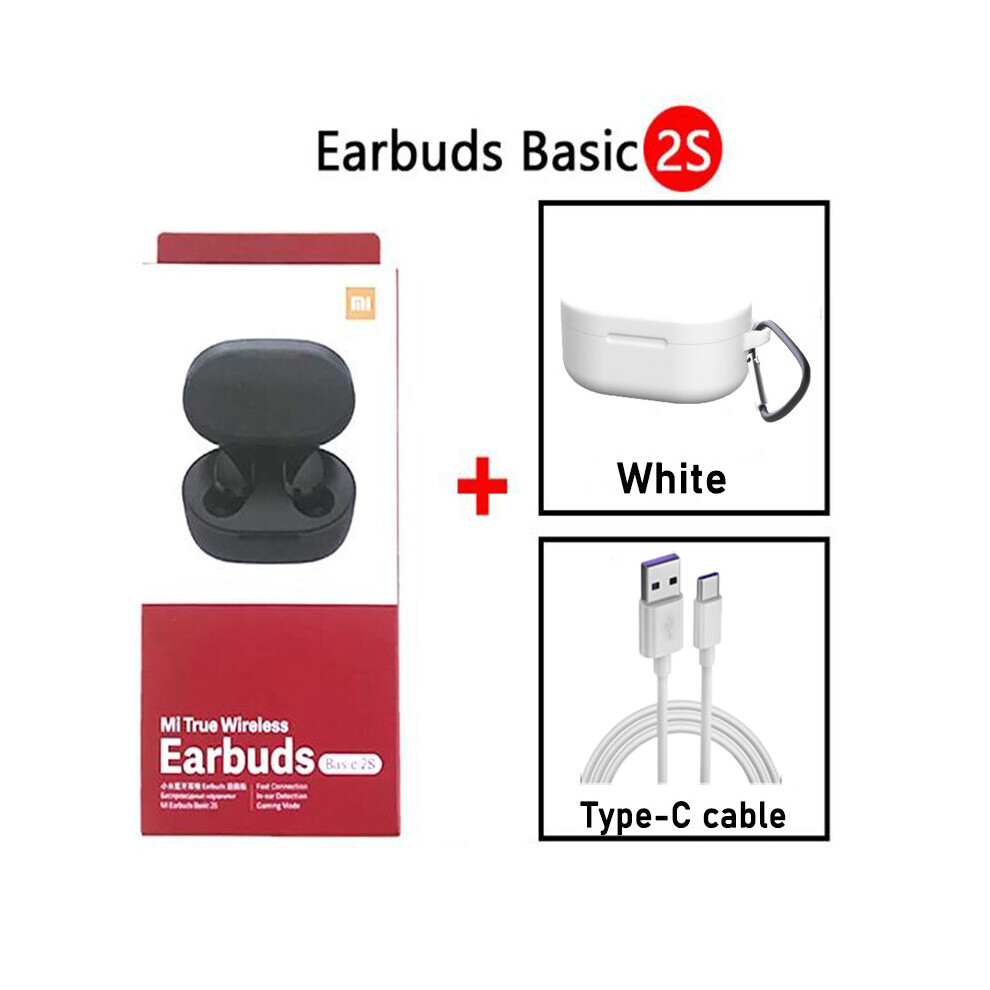 (A-Headset Usb ) Global Version Xiaomi Mi True Wireless Earbuds Basic 2S Bluetooth 5.0 Headset Tws Earphones Gaming Mode Touch Control With Mic White 4851205038611