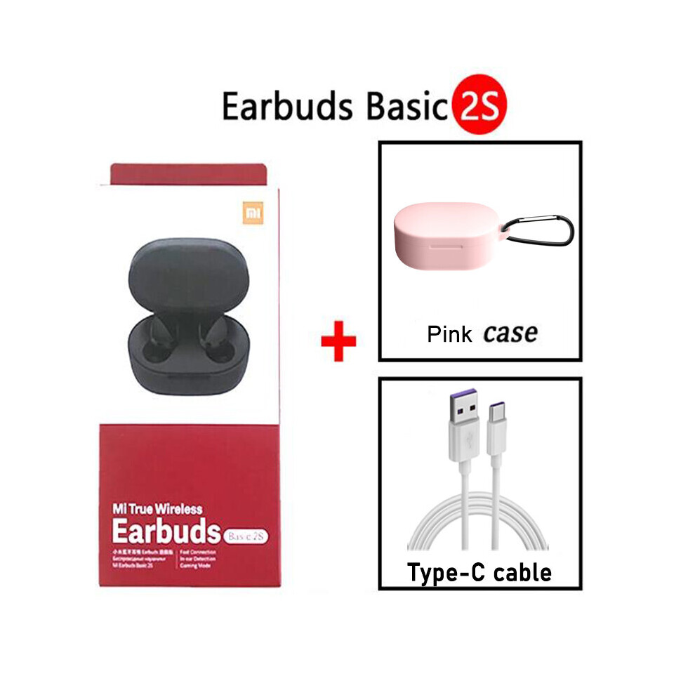 (A-Headset Usb ) Global Version Xiaomi Mi True Wireless Earbuds Basic 2S Bluetooth 5.0 Headset Tws Earphones Gaming Mode Touch Control With Mic Pink 4851205038598