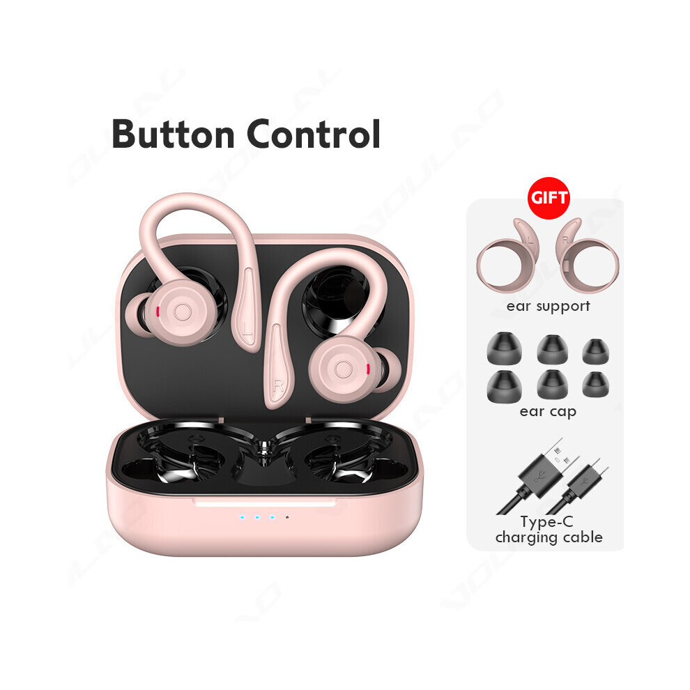 (A-T20 -Button) Wireless Bluetooth Earphone Sports Waterproof Tws Wireless Headphones Hifi Stereo Earbuds Noise Cancelling Headset With Mic Pink 4851205055359