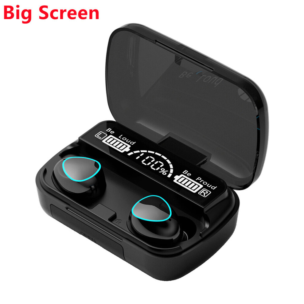 Photos - Headphones  Wireless Earphones Bluetooth-compatible Headphone 9D TWS Stereo Sports Waterproof Earbuds Headsets With(a-Black Big Screen)