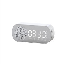 (a-White) Wireless Speakers Bluetooth Speaker Clock Dual Alarm Support TF Card Soundbar HIFI Music Box Soundbar Altavoz Bluetooth