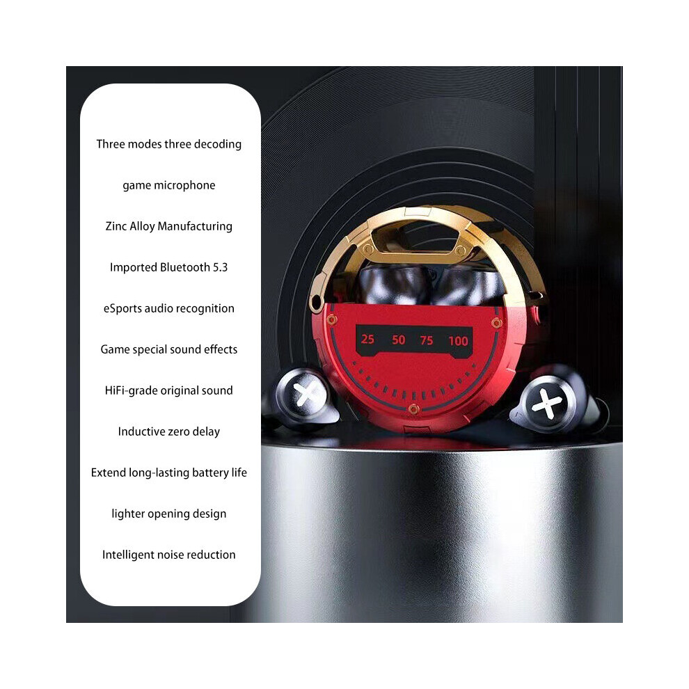 (a-JX60 red) Game Earphones J13 TWS Wireless Bluetooth Digital Display Low-latency In-ear Noise-reduction Headphones E-Sports Earbud with Mic-image-OPC-PBYR6NF-NEW