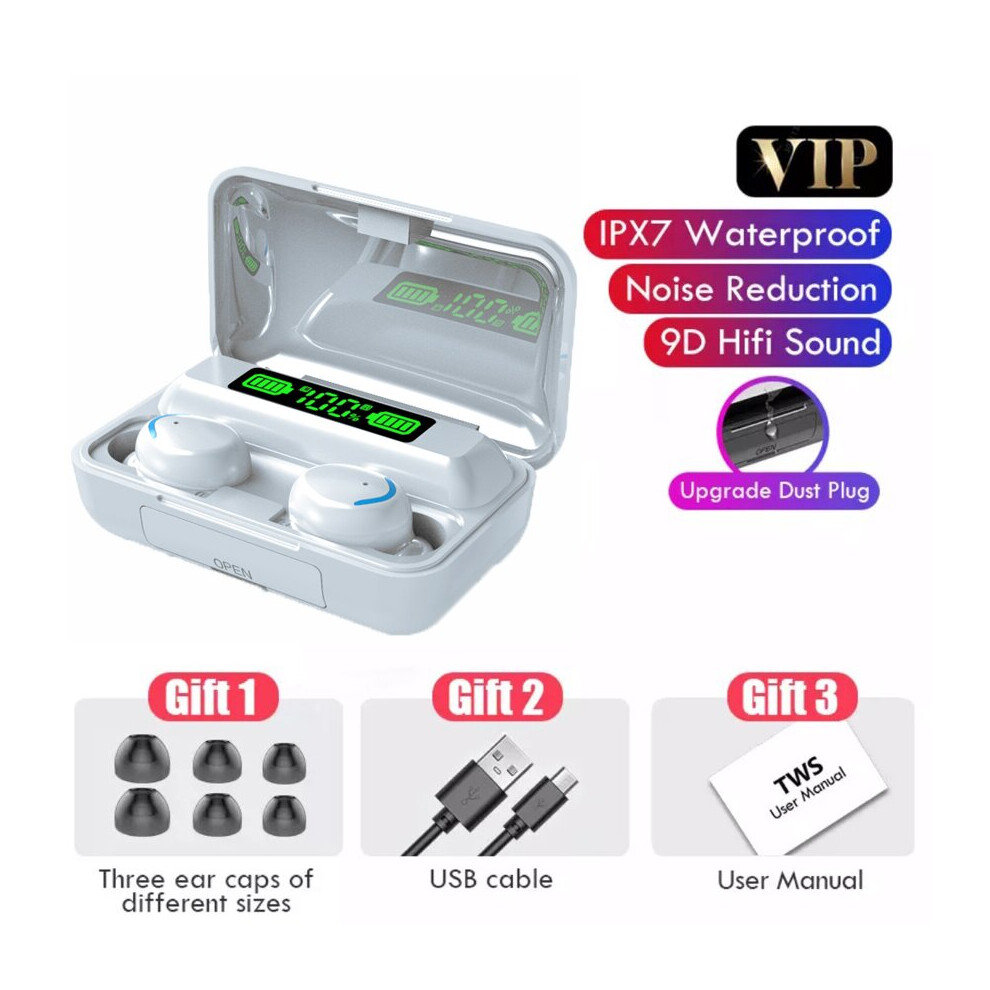 (A-Whitea) F9-5C Tws Bluetooth Earphone Wireless Earbuds In Ear Stereo Noise Cancelling Sports Ps4 Headsets With Microphone Fone Headphones 4851204940946