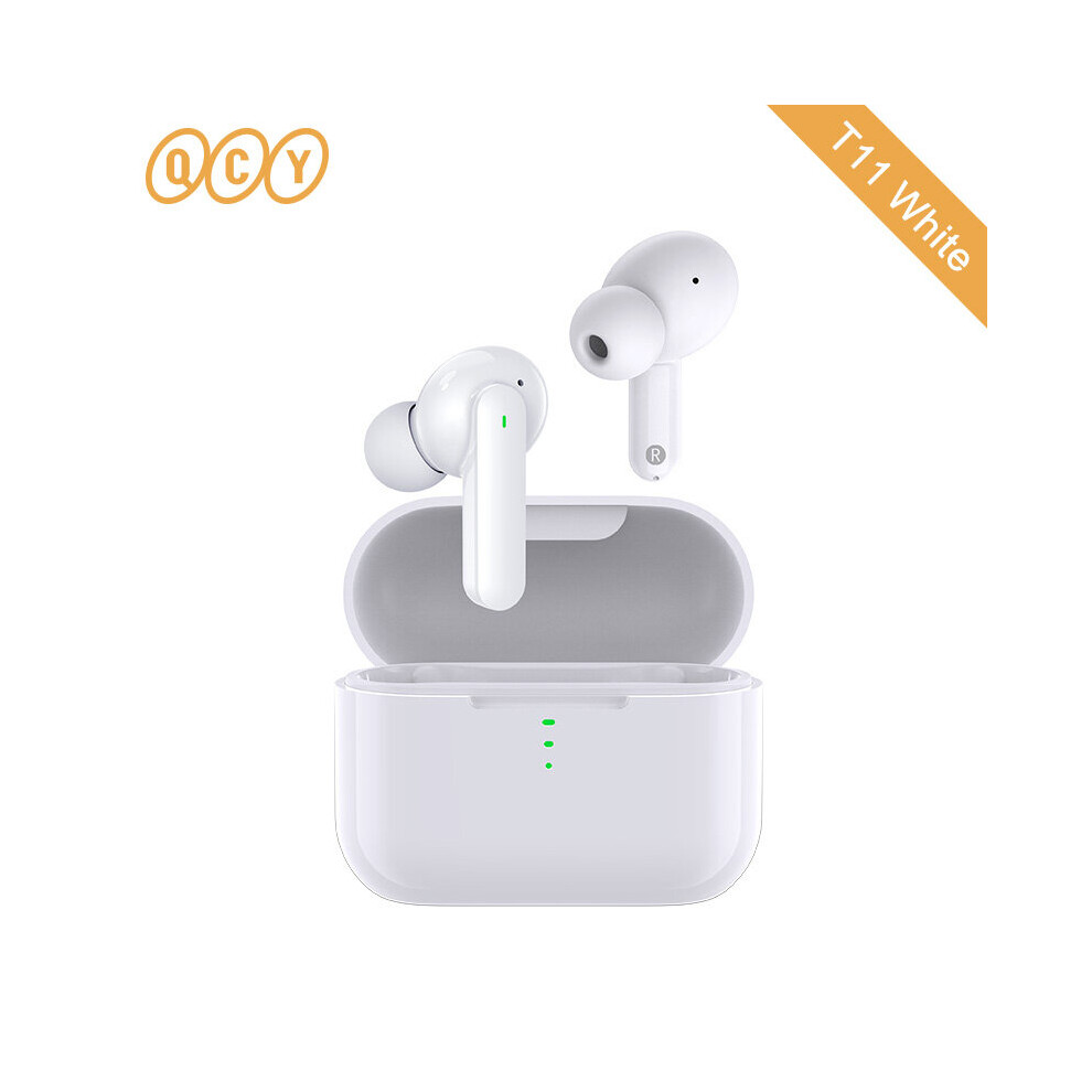 (a-QCY T11 White) QCY T16 T11 T1C TTWS Wireless Bluetooth Earbuds aptX Qualcomm Bluetooth 5.2 In-ear Earphone 4 Mic Noise Cancelling Headset