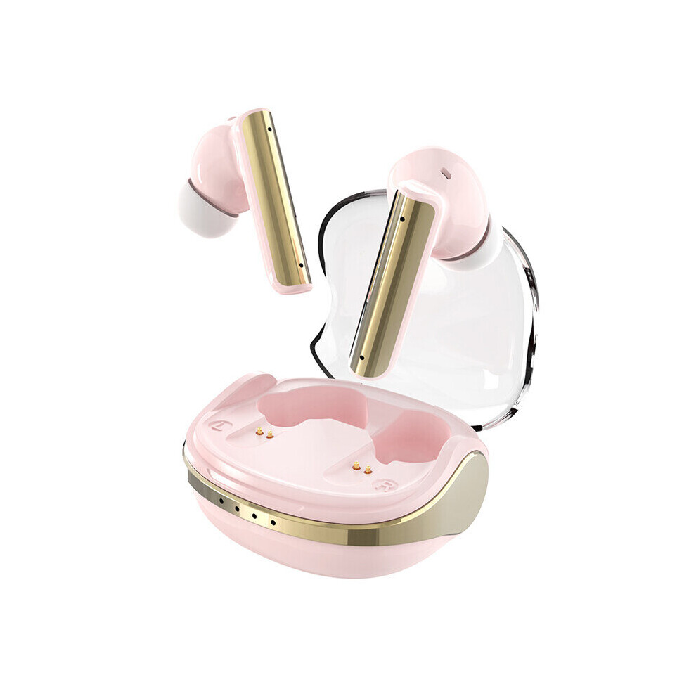 (A-P60 (Pink)) Tecsire P60 Bluetooth Earphone Wireless Earbuds Anc Enc Noise Cancelling Hifi Bass Stereo Dual Microphone Water Resistance Pink 4851204958897