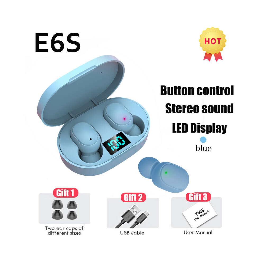(A-) 2021 New A6s Plus Tws Tooth Earphone 5.0 Wireless Headset Waterproof Deep Bass Earbuds Sport Earphones True Wireless Stereo Blue 4851205063507