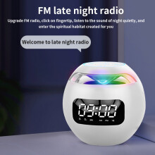 (a-Type 2) Wireless Bluetooth-compatible Speaker Rechargeable Stereo Sound Radio Call LED Light Alarm Clock with Microphone Music Type 2