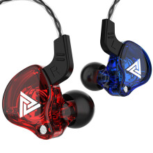 (a-QKZ AK6 blue and red) QKZ AK6 DMX EDX Earphones 1DD Dynamic HIFI Bass Earbuds In Ear Monitor Headphones Monitor Sport Noise Cancelling Headset ZST ZSX