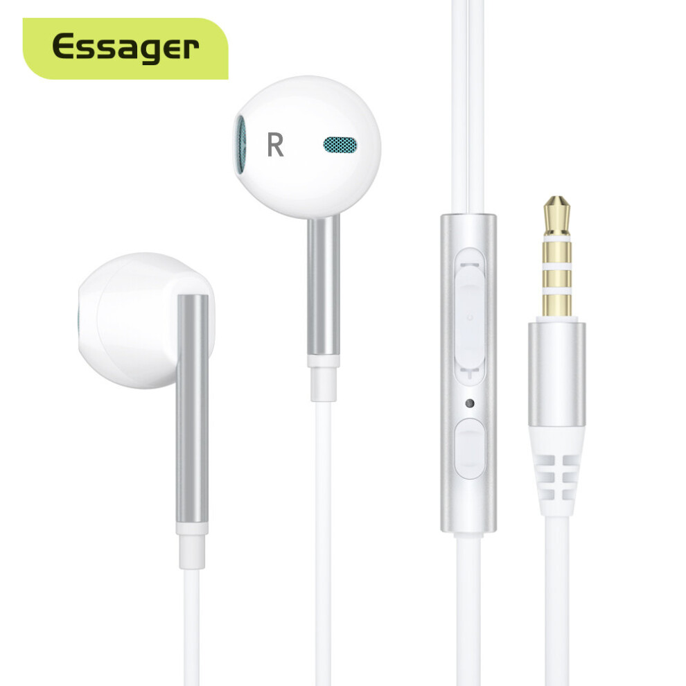 (A-) Essager 3.5Mm In Ear Wired Headphone With Microphone For Xiaomi Redmi Samsung Computer Pc Tablets Smartphone Headset Earphone White 4851204906560
