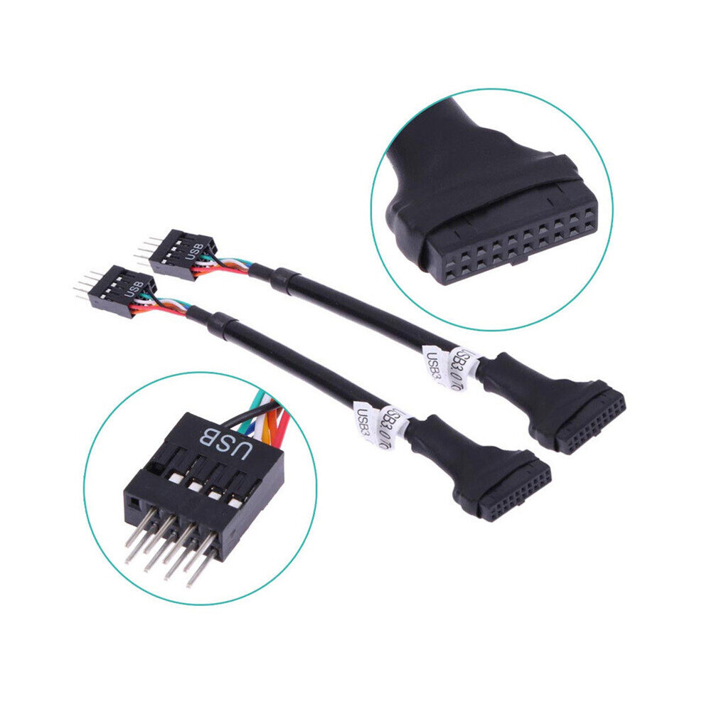 (A- Other) Usb 3.0 20-Pin Male To Usb 2.0 9-Pin Motherboard Header Female Adapter Cable 4855672929502