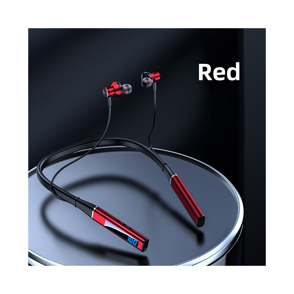 (A-Wbp18-) New 5.1 Bluetooth Headphon 100 Hours Playback Bass In Ear Headset Wireless Earphon Neckband Waterproof Headphones Tf Card Magnet Red 4851204887715